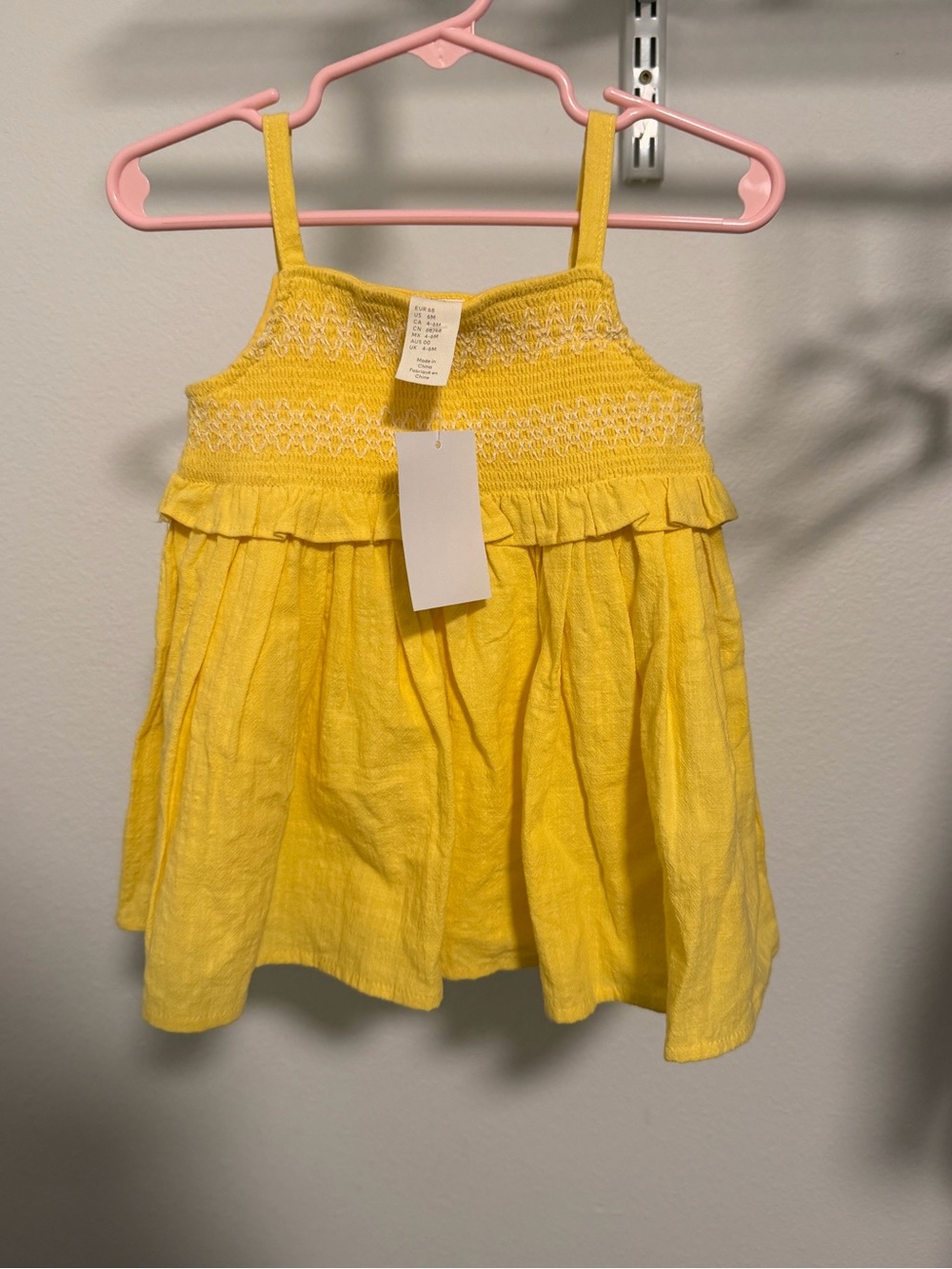 H&M Yellow Smocked Sundress with Ruffle Trim
